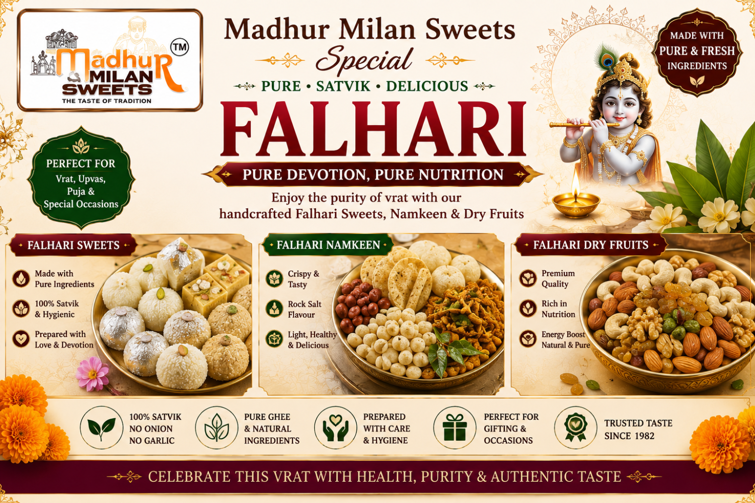 Best Falhari Sweets in Varanasi – Premium Falhari Sweets, Namkeen & Dry Fruits by Madhur Milan Sweets