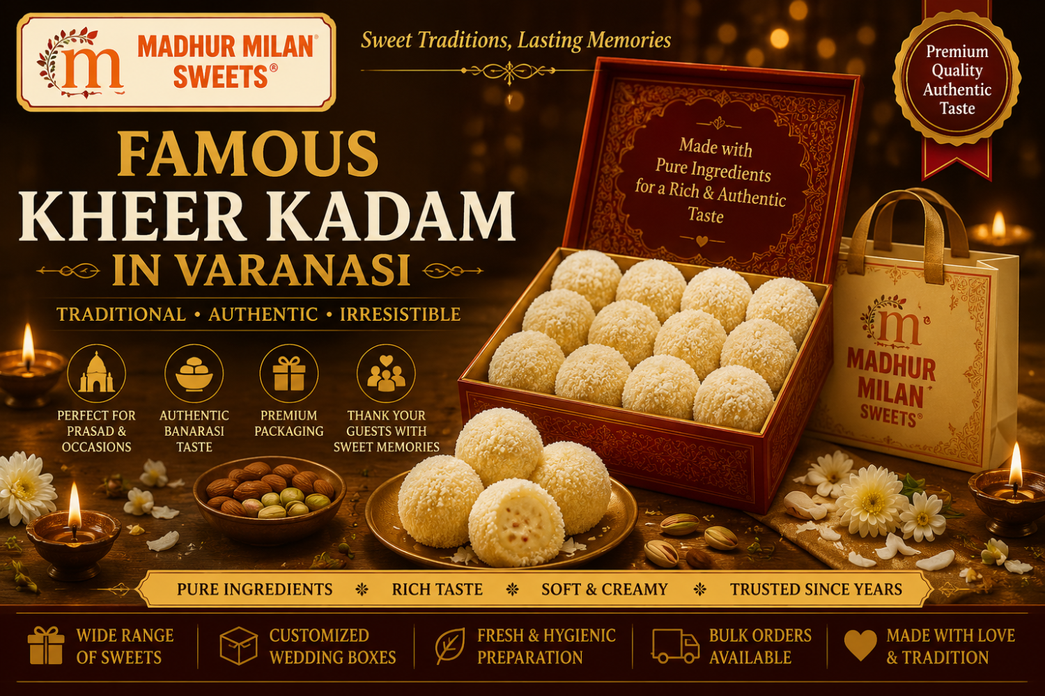 Famous Kheer Kadam in Varanasi – Soft & Delicious Sweet | Madhur Milan Sweets