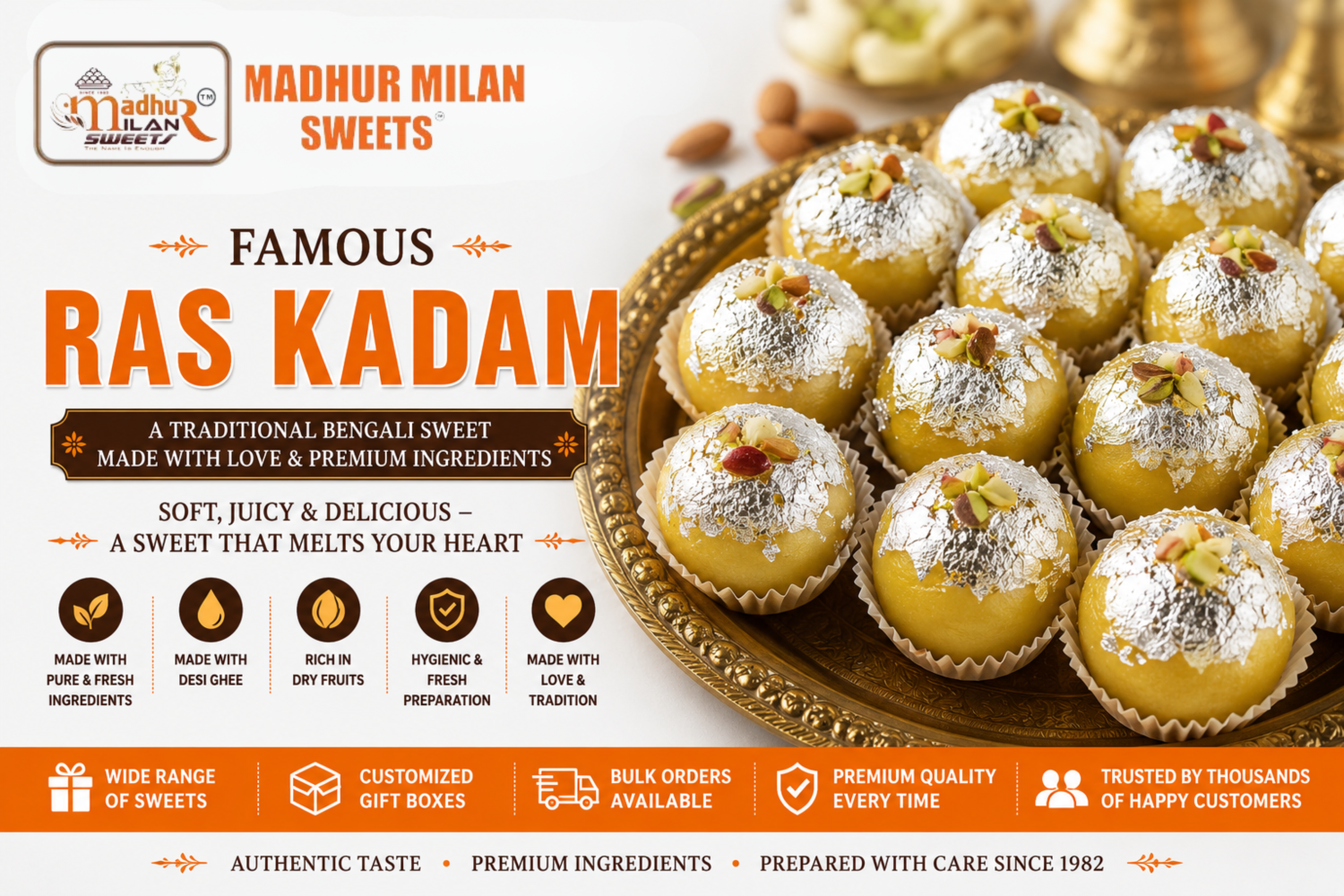 Best Ras Kadam in Varanasi – A Royal Bengali Sweet with Banarasi Love | Madhur Milan Sweets