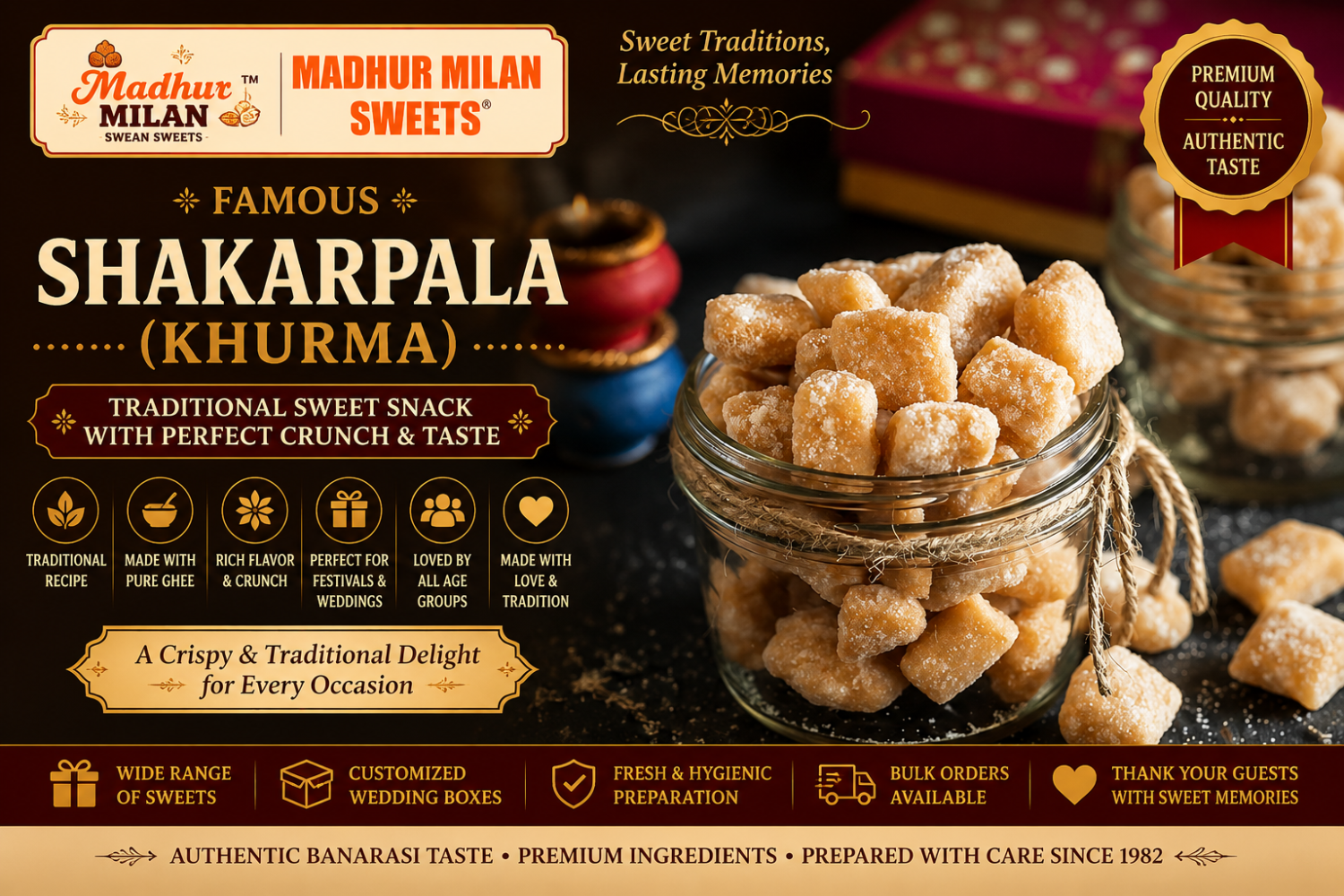Best Shakarpala (Khurma) in Varanasi – Traditional Sweet Snack for Every Celebration | Madhur Milan Sweets