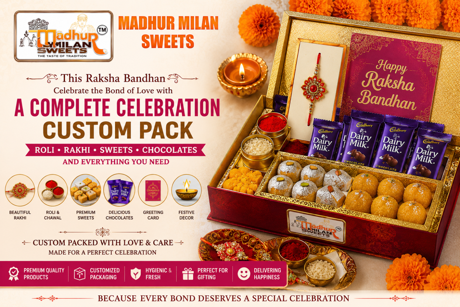 Best Raksha Bandhan Gift Hamper in Varanasi | Complete Celebration Custom Pack – Madhur Milan Sweets