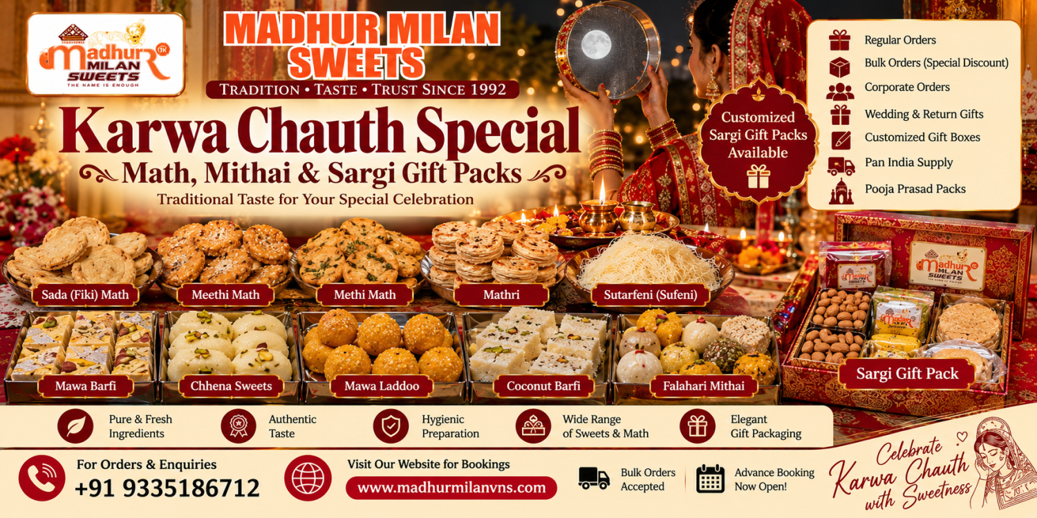 Karwa Chauth Special Math, Mithai & Sargi Gift Packs in Varanasi – Madhur Milan Sweets
