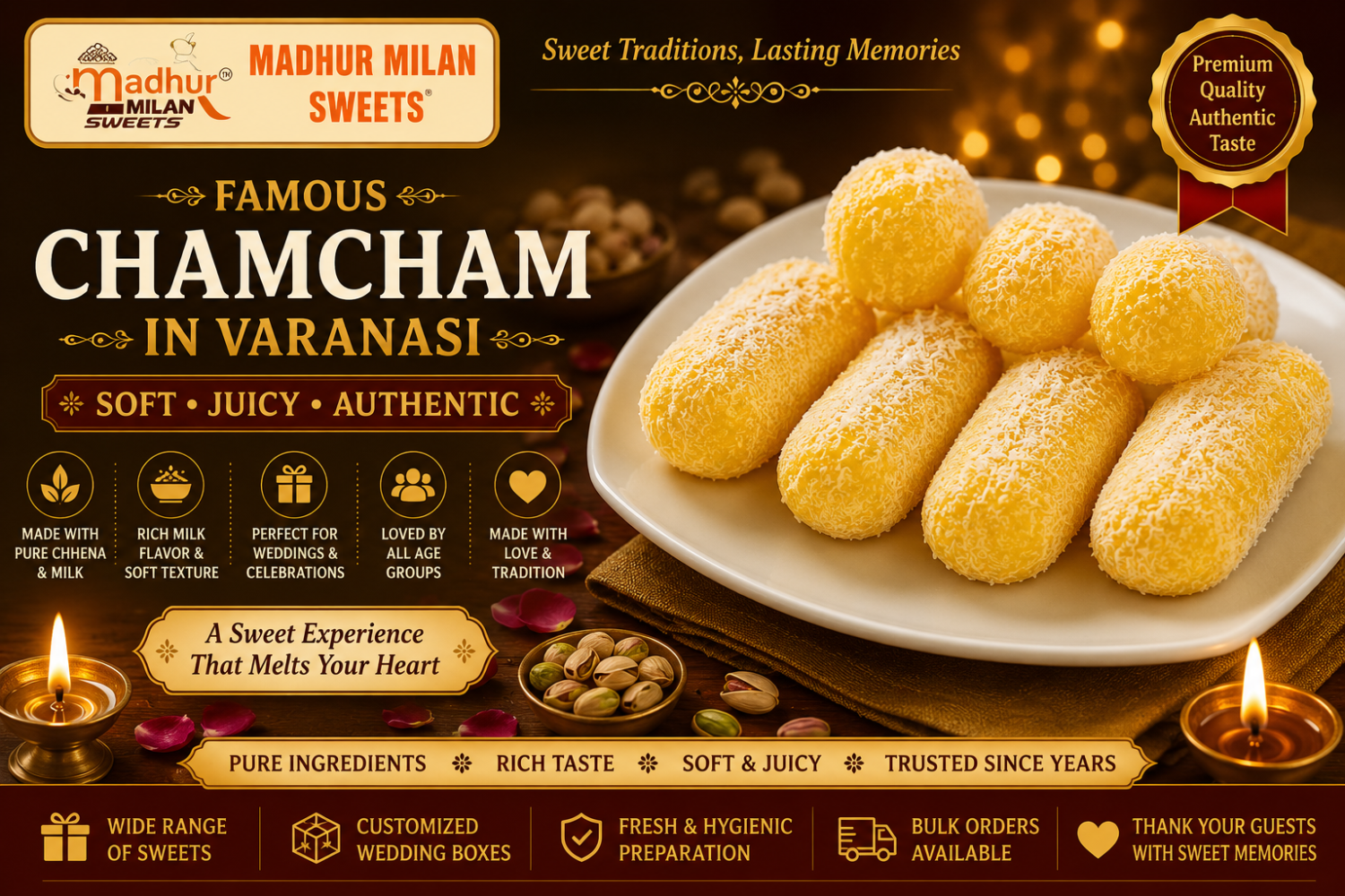 Famous Chamcham in Varanasi – Soft, Juicy & Delicious Bengali Sweet | Madhur Milan Sweets