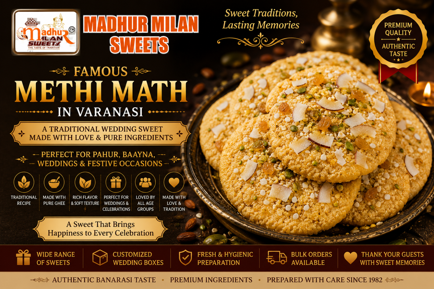 Best Methi Math in Varanasi – Traditional Sweet for Weddings, Pahur & Baayna | Madhur Milan Sweets
