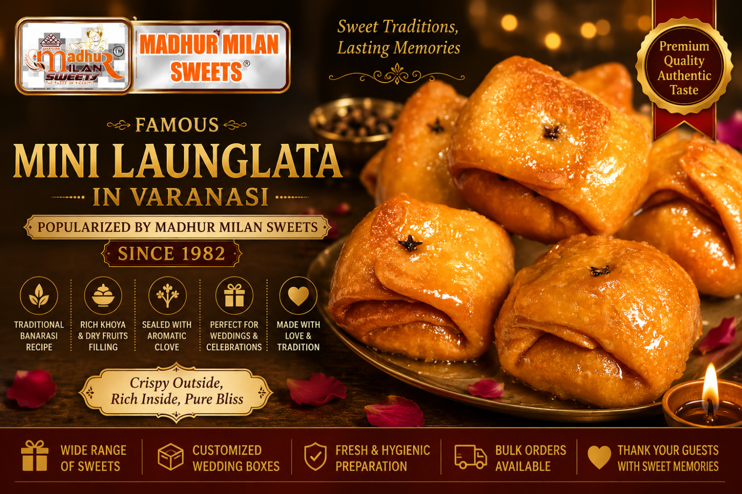 Mini Launglata in Varanasi – The Iconic Banarasi Sweet Popularized by Madhur Milan Sweets Since 1982