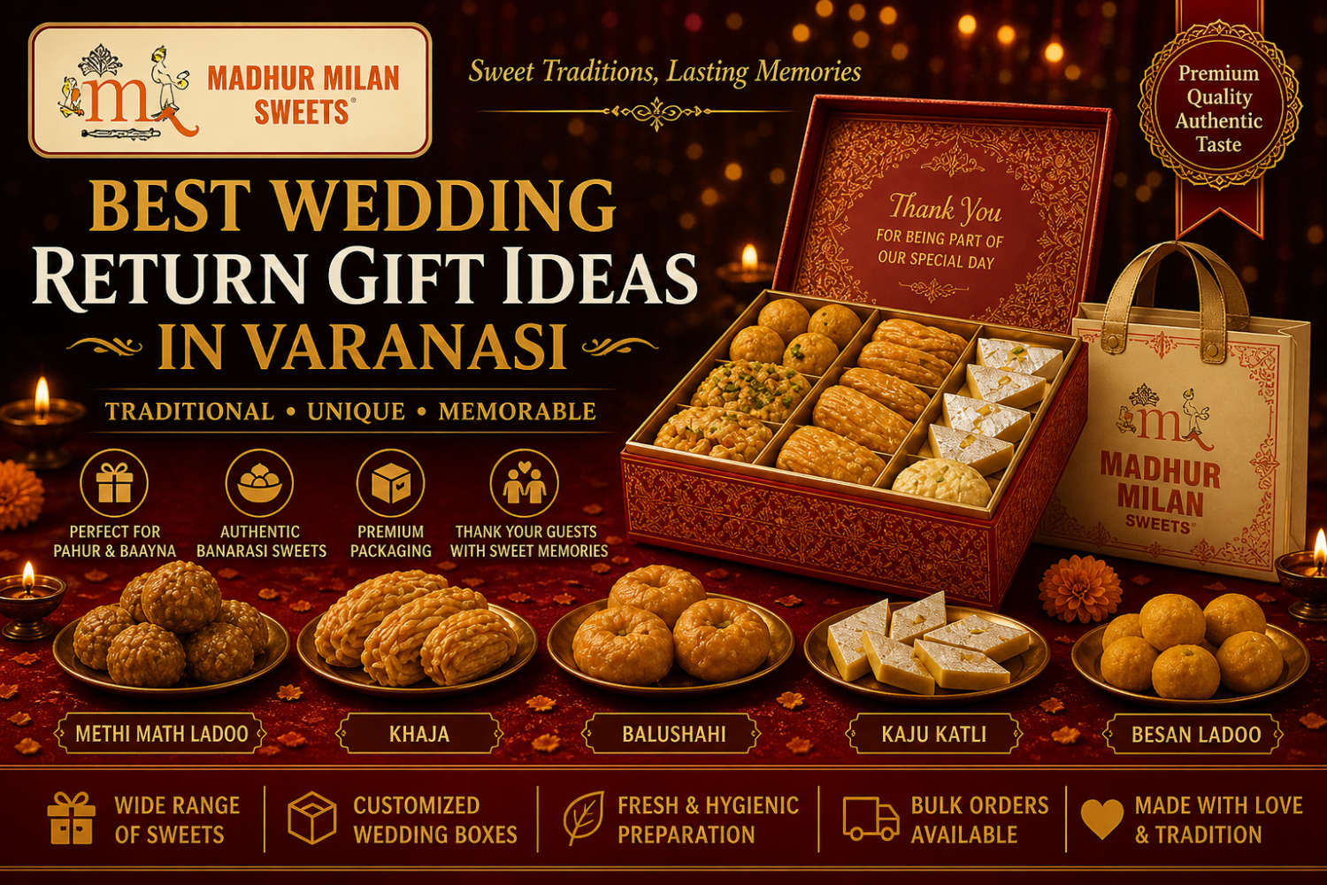 Best Wedding Return Gift Ideas in Varanasi – Traditional & Modern Choices (Pahur, Baayna & Mithai Guide)