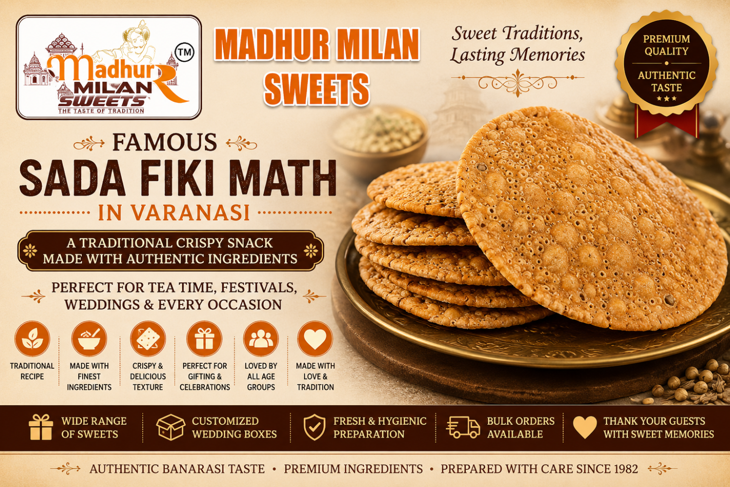 Best Sada Fiki Math in Varanasi – Traditional Banarasi Snack for Every Occasion | Madhur Milan Sweets